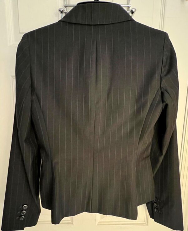 Ann Taylor LOFT Women's Black Pin Stripe Wool Blazer SZ 2 Lined TWO Button EUC - Image 4