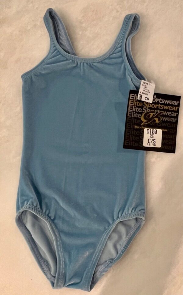 GK  BALLET BLUE CHILD SMALL BASIC VELVET BALLET DANCE GYM TANK LEOTARD CS NWT!