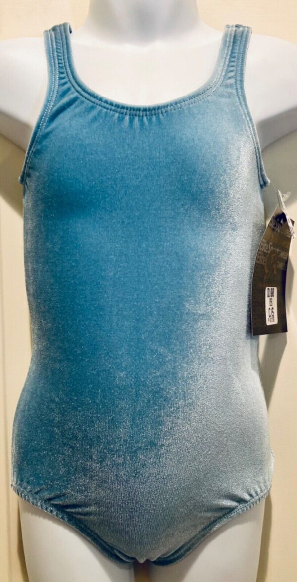 GK  BALLET BLUE CHILD SMALL BASIC VELVET BALLET DANCE GYM TANK LEOTARD CS NWT! - Image 2