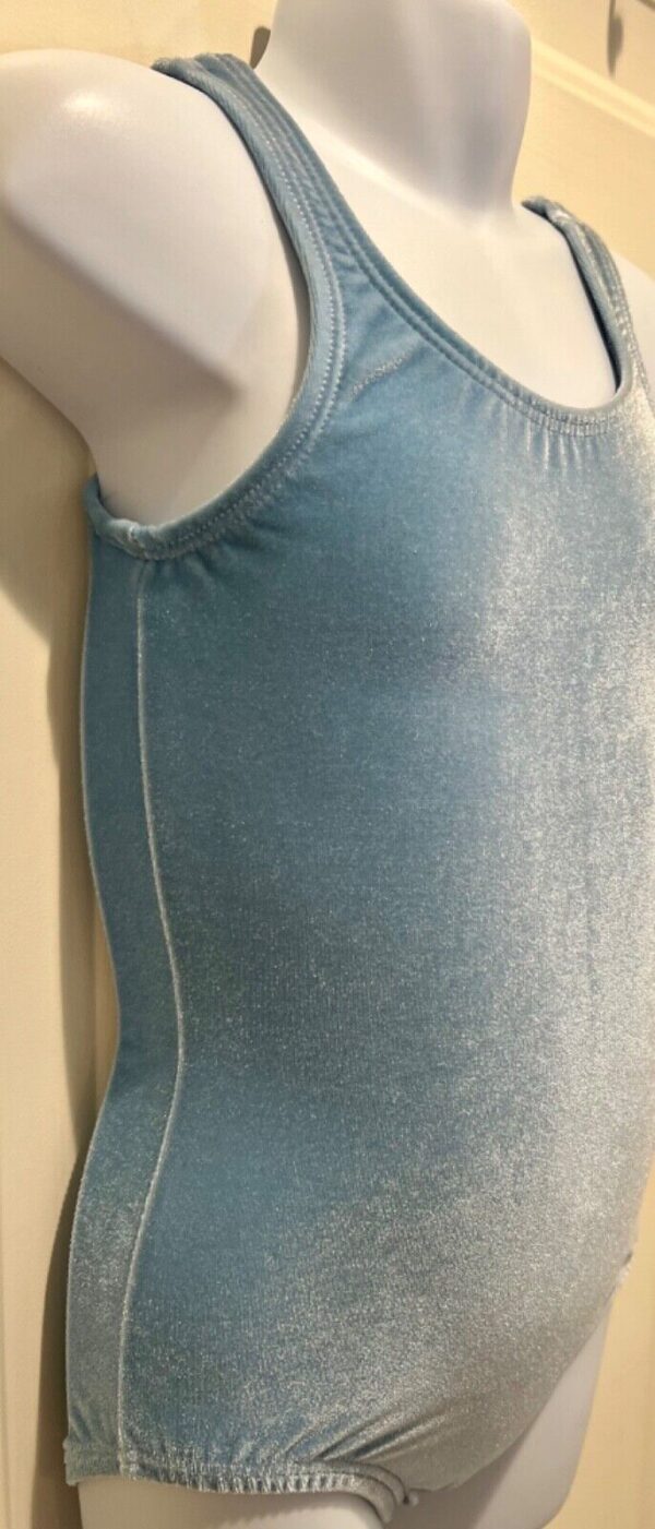 GK  BALLET BLUE CHILD SMALL BASIC VELVET BALLET DANCE GYM TANK LEOTARD CS NWT! - Image 3