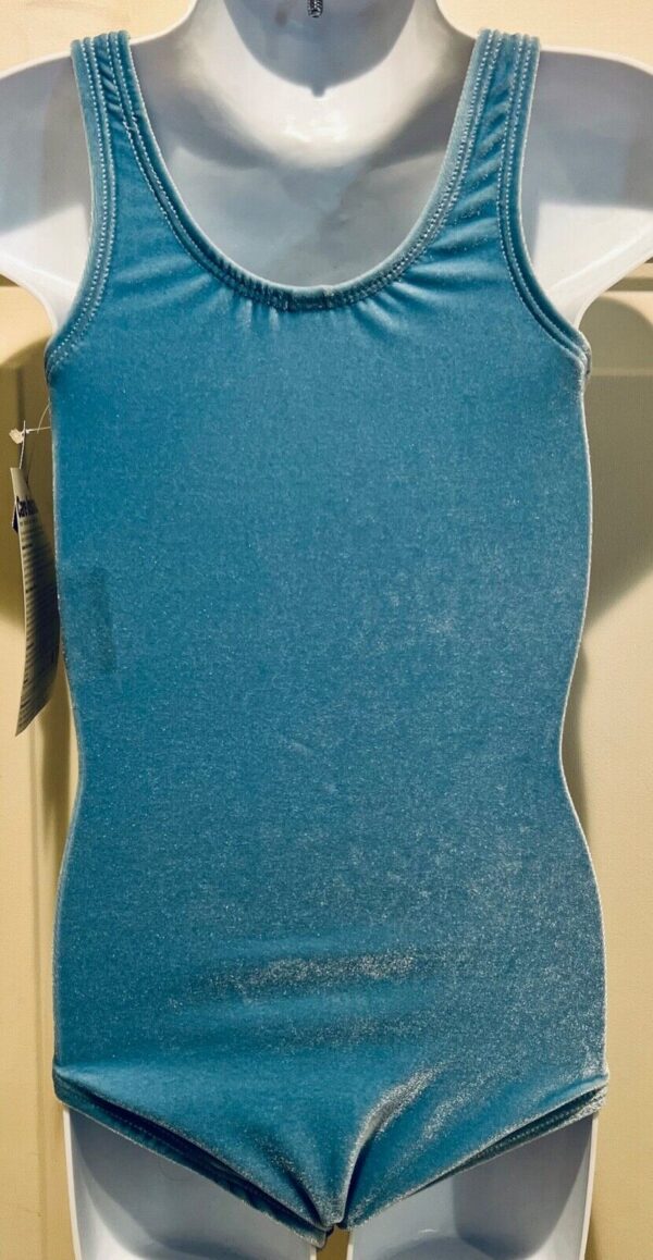 GK  BALLET BLUE CHILD SMALL BASIC VELVET BALLET DANCE GYM TANK LEOTARD CS NWT! - Image 6