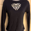 GK ELITE ADULT SMALL LgS FAUX 2-LAYER NAVY COTON HOLOGRAM HEART T-SHIRT Sz S
