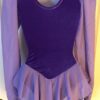 GK ELITE ICE FIGURE SKATE LADIES X-SMALL CHIFFON JA LgS PURPLE VELVET DRESS AXS - Image 7