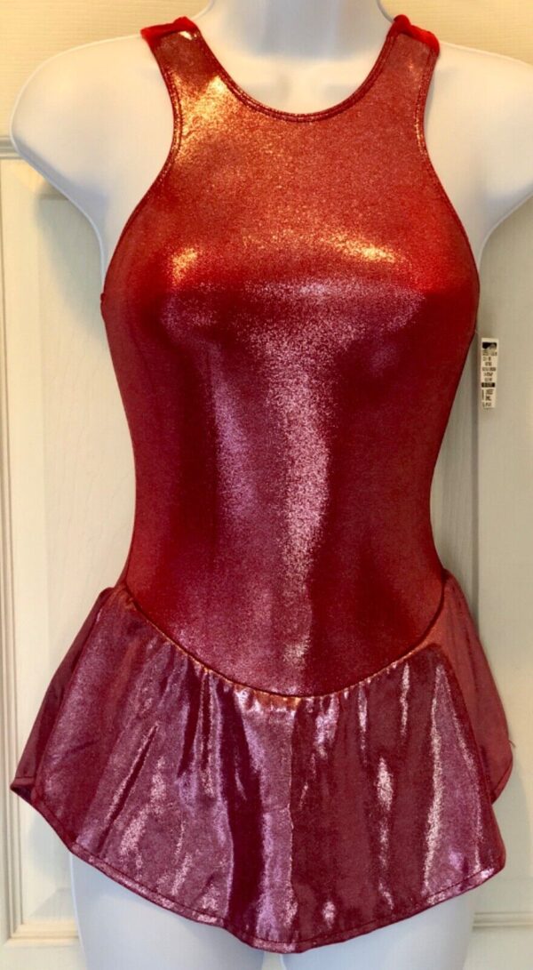 GK HALTER ICE SKATE ADULT SMALL RED TWILIGHT FOIL RED VELVET DRESS Sz AS NWT!