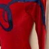 GK ELITE LgSLV LADIES SMALL RED VELVET BLUE FOIL GYMNASTICS DANCE LEOTARD SZ S - Image 2