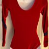 GK ELITE LgSLV LADIES SMALL RED VELVET BLUE FOIL GYMNASTICS DANCE LEOTARD SZ S - Image 6