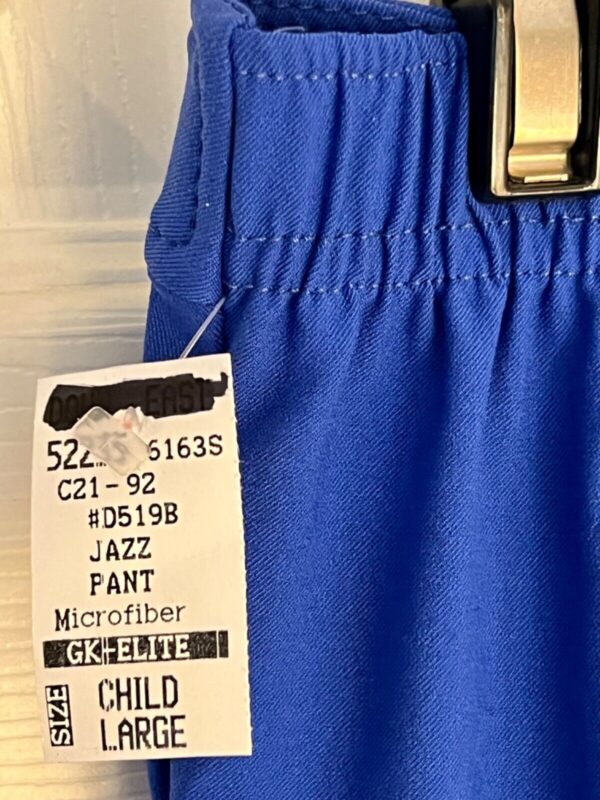 GK DANCE UNISEX CHILD LARGE ROYAL MICROFIBER NYLON/SPANDEX JAZZ PANTS Sz CL NWT! - Image 7