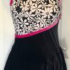 GK FIGURE SKATE DRESS ADULT SMALL SLVLS MATTE TRICOT FLORAL PRINT BLCK VELVT AS