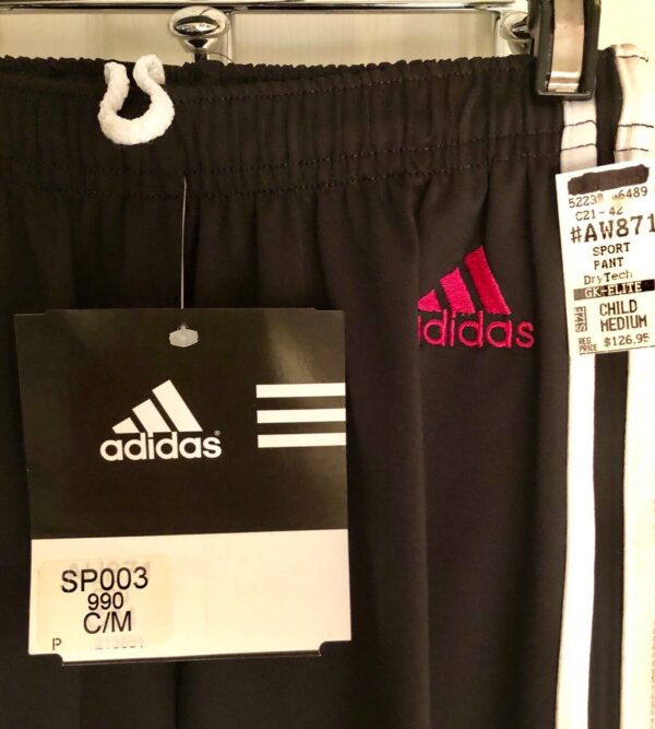 ADIDAS GK BLACK DRY TECH CHILD UNISEX MEDIUM WARM UP PANTS Sz CM NWT WAS 126.95! - Image 4