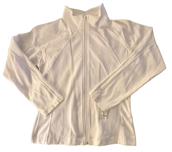 GK WHITE WARM UP JACKET ADULT SMALL L/S ZIP UP  BRUSH TRICOT SKATE GYMNASTICS S - Image 4