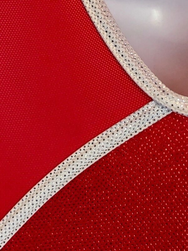 GK RED SHIMMER CHILD MEDIUM TECHMESH WHITE TRIM GYMNASTICS DANCE TANK LEOTARD CM - Image 5