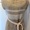A.C. SPORT LADIES SMALL CAP SLV BROWN BEIGE BURLAP WOVEN MESH TOP W/ TIE SZ S