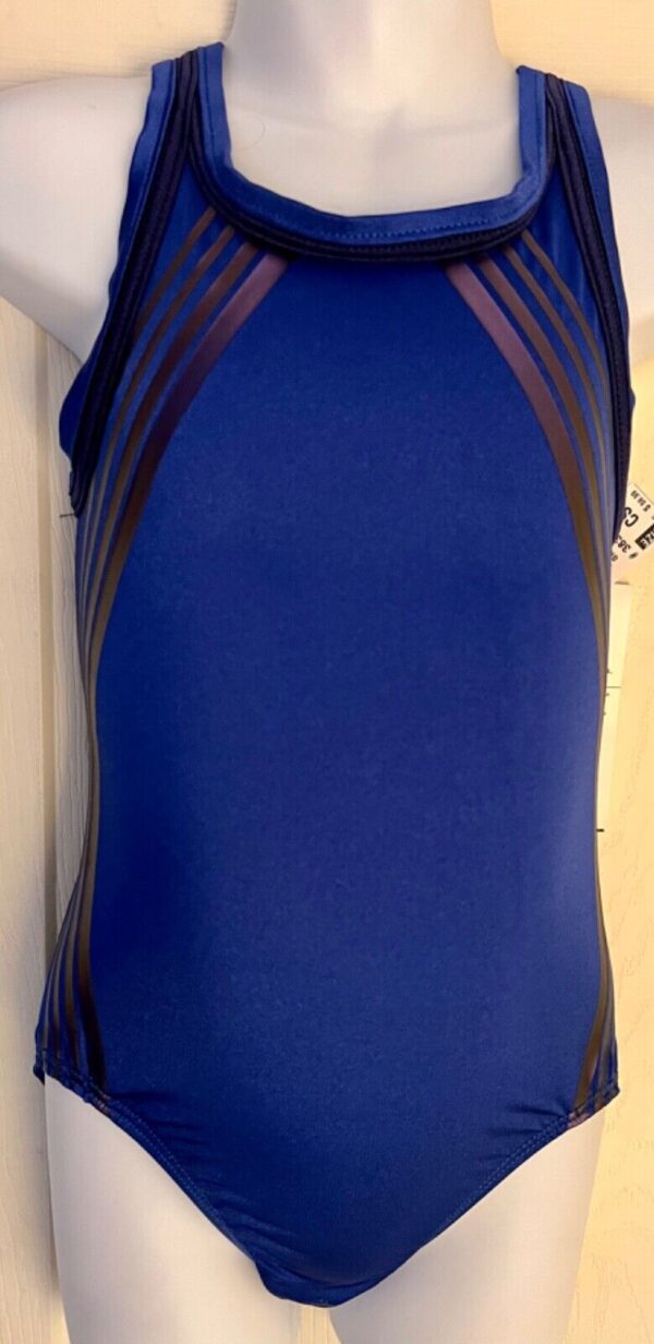 GK GIRLS SMALL COBALT SWIRL SAPPHIRE NYLON/SPANDEX RACERBACK GYMNASTS LEOTARD CS