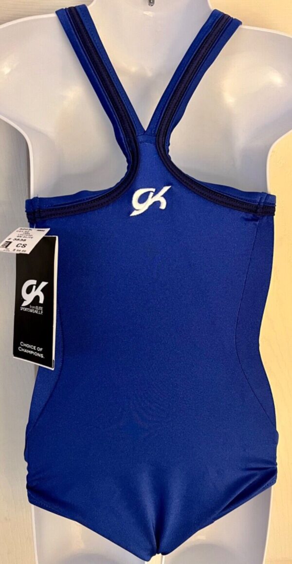 GK GIRLS SMALL COBALT SWIRL SAPPHIRE NYLON/SPANDEX RACERBACK GYMNASTS LEOTARD CS - Image 6