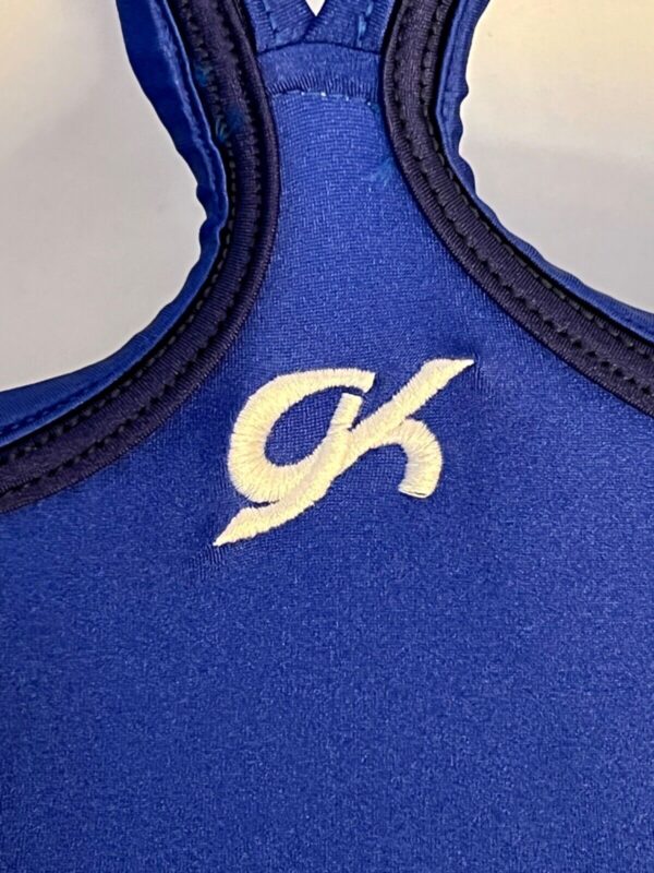 GK GIRLS SMALL COBALT SWIRL SAPPHIRE NYLON/SPANDEX RACERBACK GYMNASTS LEOTARD CS - Image 7