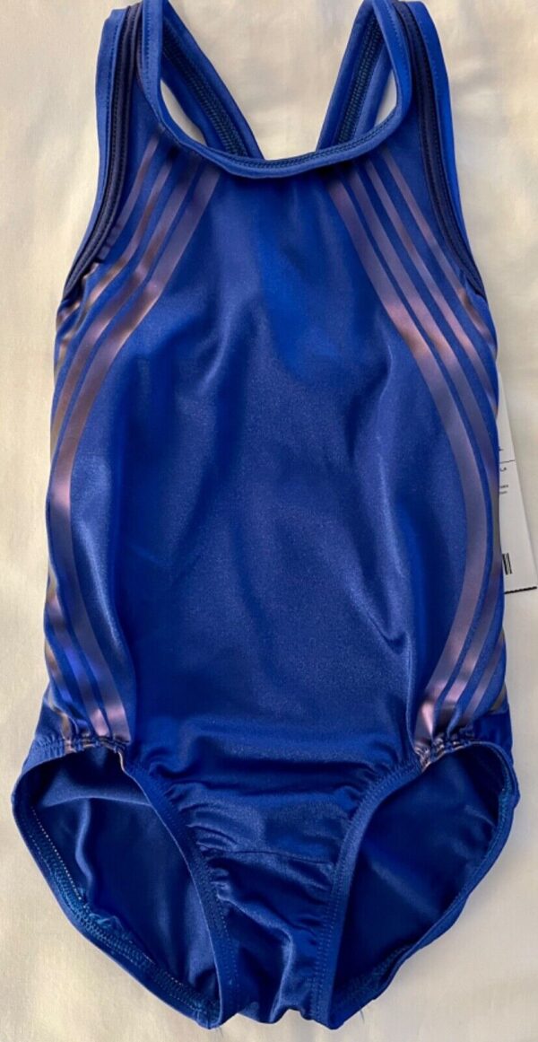 GK GIRLS SMALL COBALT SWIRL SAPPHIRE NYLON/SPANDEX RACERBACK GYMNASTS LEOTARD CS - Image 8