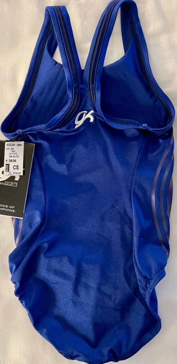 GK GIRLS SMALL COBALT SWIRL SAPPHIRE NYLON/SPANDEX RACERBACK GYMNASTS LEOTARD CS - Image 9