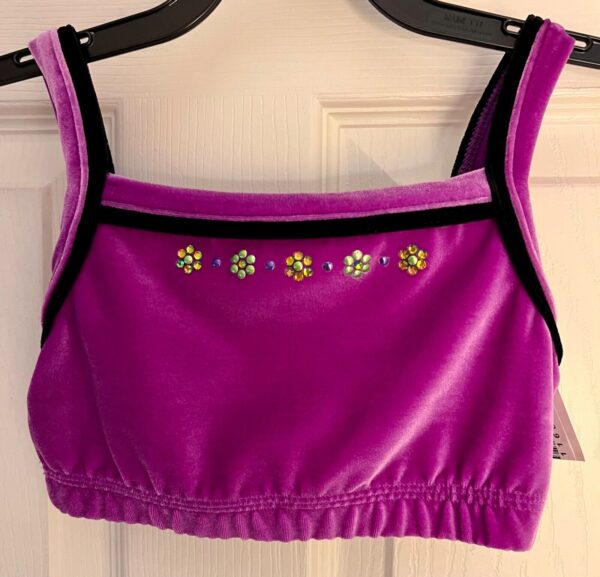 GK ELITE JAZZ DANCE CHEER CHILD LARGE PURPLE VELVET JA TANK CROP TOP Sz CL NWT! - Image 6