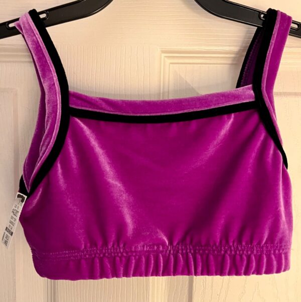 GK ELITE JAZZ DANCE CHEER CHILD LARGE PURPLE VELVET JA TANK CROP TOP Sz CL NWT! - Image 7