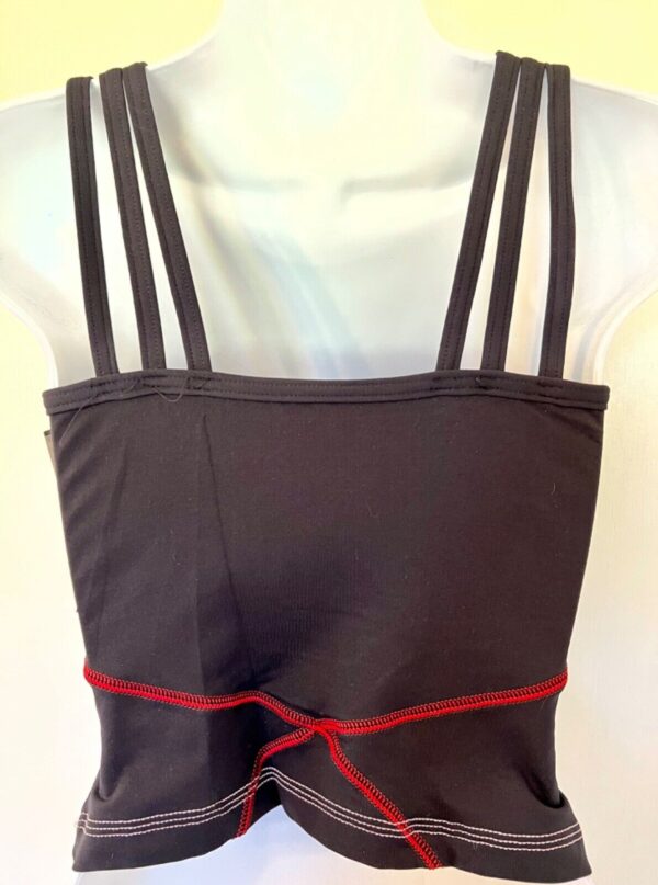 GK DANCE JAZZ CHEER ADULT SMALL BLACK NYLON/SPANDEX STRAPPY CROP TOP Sz AS NWT! - Image 6