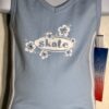 GK SKATE TANK TOP GIRLS SMALL BLUE COTTON SKATE FLORAL GRAPHICS JA STRIPES Sz S - Image 2