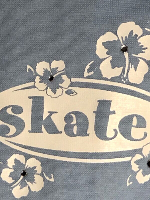 GK SKATE TANK TOP GIRLS SMALL BLUE COTTON SKATE FLORAL GRAPHICS JA STRIPES Sz S - Image 3