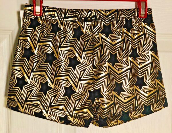 GK ELITE MICRO MINI CHEER SHORTS GOLD BLACK FOIL STARS ADULT S - Image 3