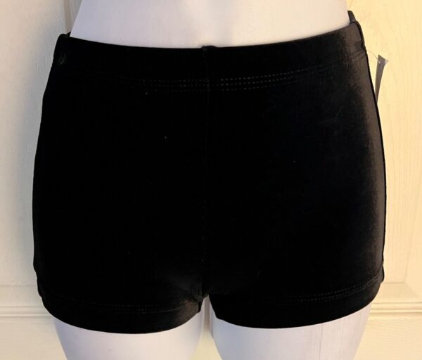 GK WORKOUT SHORTS ADULT X-SMALL MICRO MINI BLACK VELVET CHEER DANCE GYMNASTIC XS - Image 2