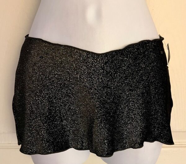 GK DANCE BALLET LADIES SMALL BLACK GLITTER VELVET HIP  CURVED MINI SKIRT Sz S