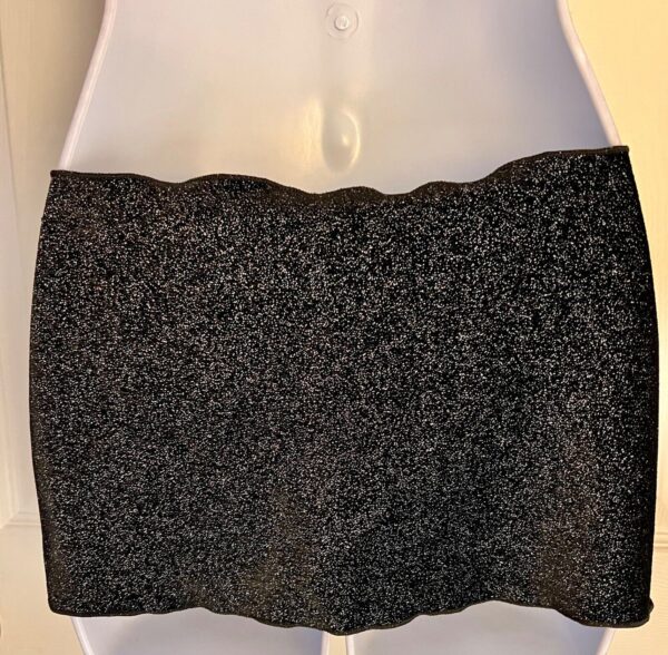 GK DANCE BALLET LADIES SMALL BLACK GLITTER VELVET HIP  CURVED MINI SKIRT Sz S - Image 4