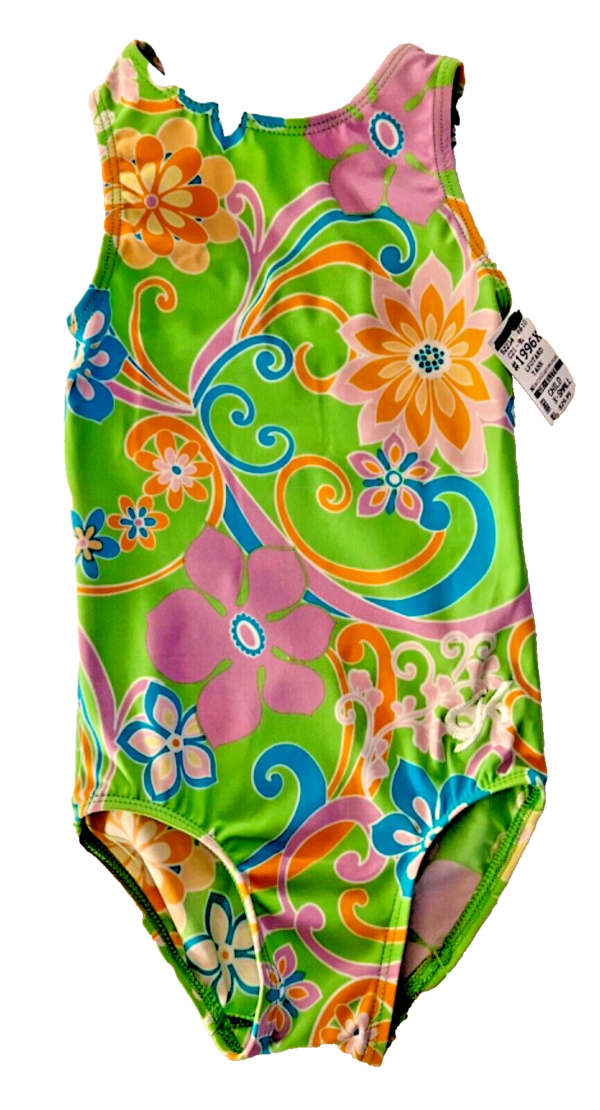 GK BRIGHT FLORAL PRINT CHILD X-SMALL GYMNASTICS DANCE SWIM TANK LEOTARD XS NWT! - Image 7