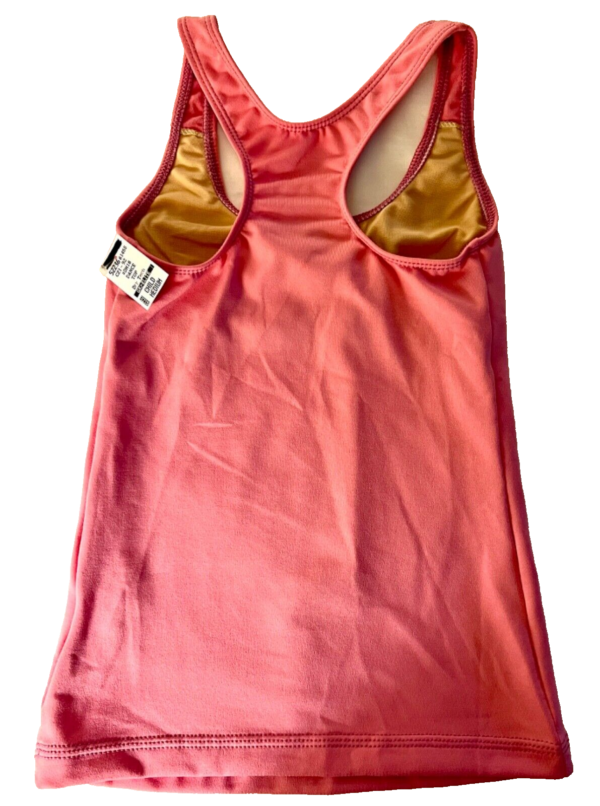 GK DANCE JAZZ CHEER CHILD MEDIUM PINK DRY TECH SLVLS RACERBACK TANK TOP SZ M NWT - Image 2