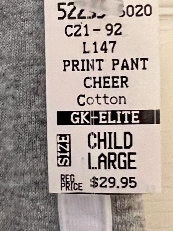 GK â€œCHEERâ€ GRAPHIC GIRLS LARGE GRAY COTTON ATHLETIC LOUNGE STRIPES PANTS Sz CL - Image 4