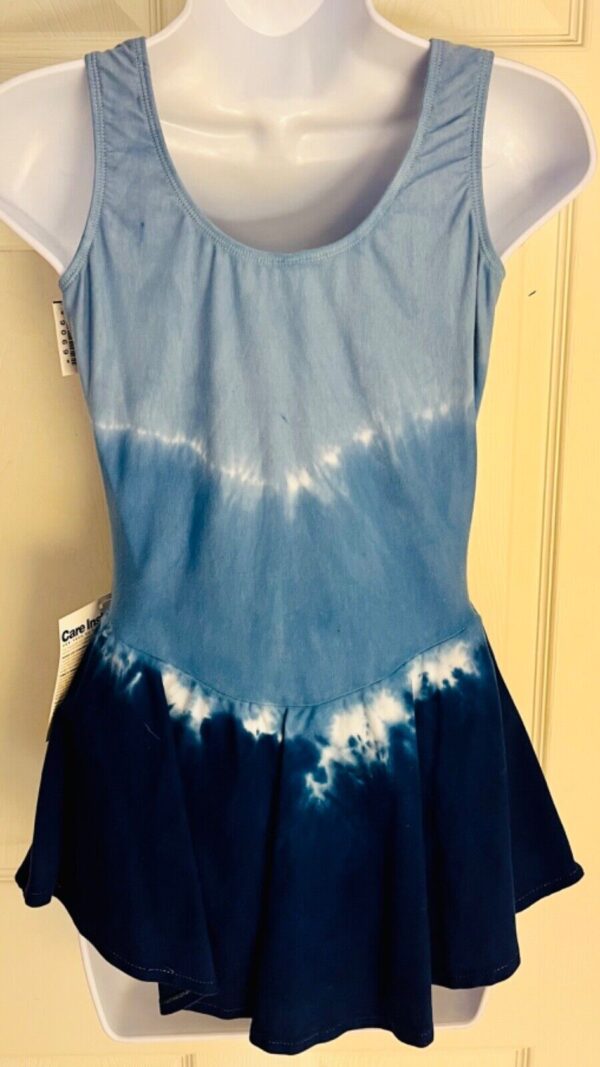 GK ICE FIGURE SKATE LADIES SMALL BLUE TYE-DYE COTTON/SPANDEX TANK DRESS Sz AS NW - Image 8