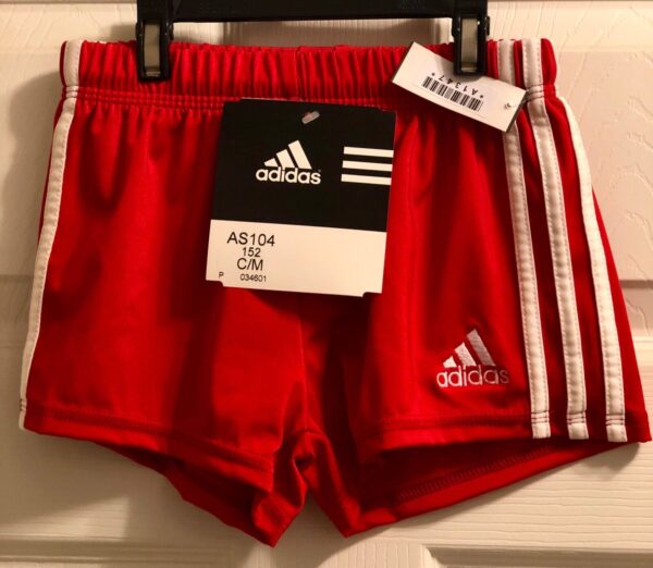 NWT! ADIDAS GYMNASTIC RUNNING PERFORMANCE  GK ELITE SHORTS RED/WHITE CHILD M