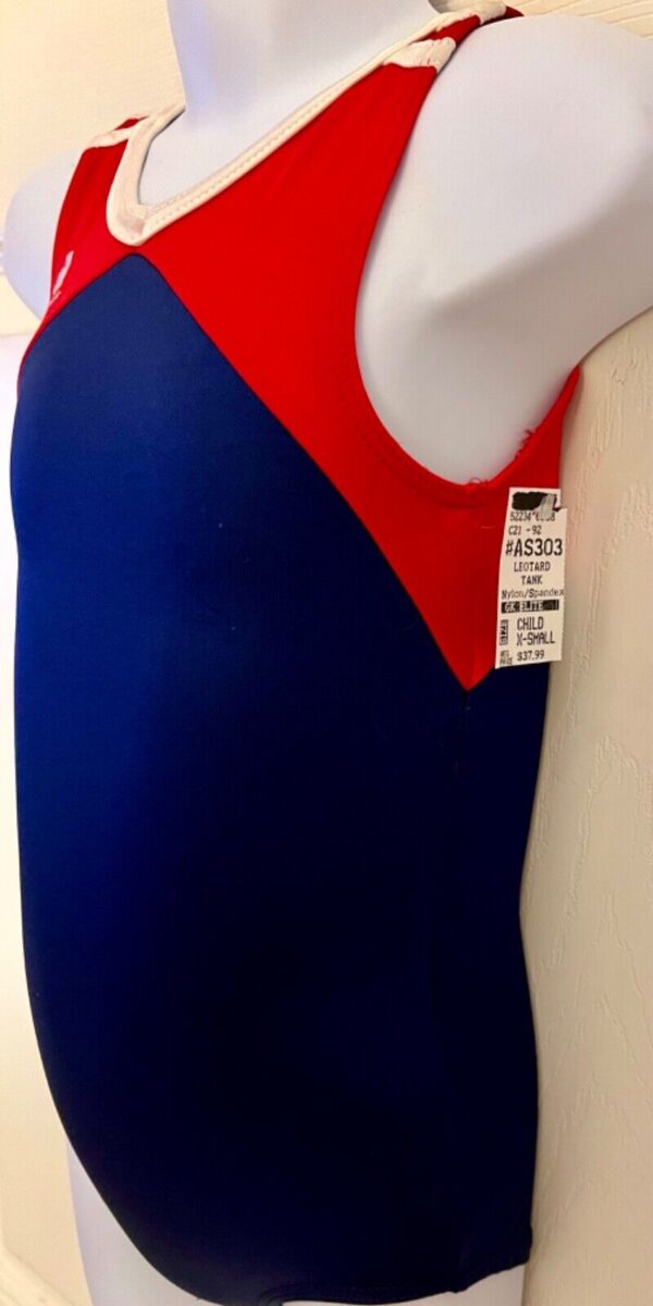 ADIDAS TANK GK LEOTARD CHILD X-SMALL RED NAVY NYLON/SPANDEX GYMNASTIC DANCE XS - Image 4