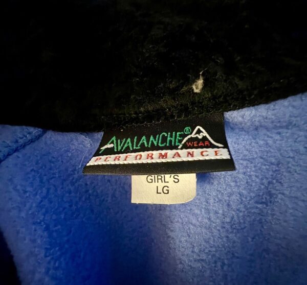 AVALANCHE "CHEER"  GIRLS LARGE OCEAN BLUE FLEECE BLACK FAUX FUR COLLAR JACKET L - Image 12