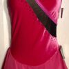 GK FIGURE SKATE ADULT SMALL PEONY VELVET FAUX WRAP PINK FOIL TRIM MESH DRESS AS