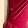 GK FIGURE SKATE ADULT SMALL PEONY VELVET FAUX WRAP PINK FOIL TRIM MESH DRESS AS - Image 4