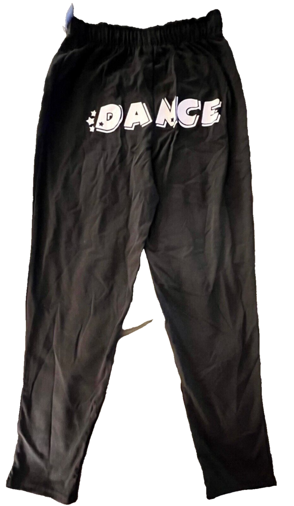 GK "DANCE" BLACK PANTS GIRL'S LARGE COTTON DANCE PRINT FOLD WAIST ELASTIC  SZ L - Image 5