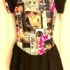 GK ICE FIGURE SKATE CHILD LARGE SS COMIC STRIP MATTE TRICOT DRESS Sz CL NWT!
