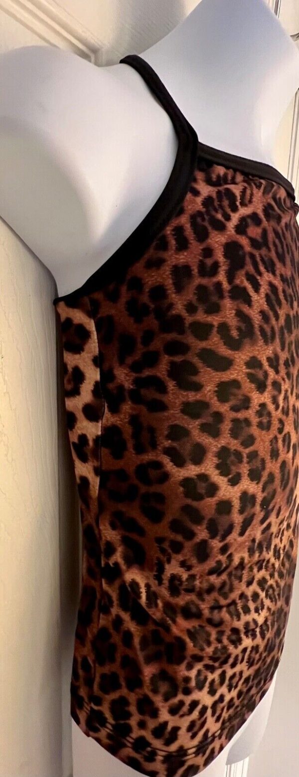 GK DANCE JAZZ CHILD LARGE LEOPARD PRINT CAMI NYLON/SPAND SPORTS TOP SZ M NWT! - Image 3