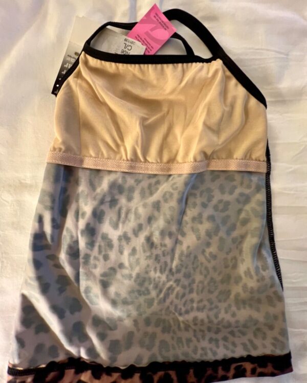 GK DANCE JAZZ CHILD LARGE LEOPARD PRINT CAMI NYLON/SPAND SPORTS TOP SZ M NWT! - Image 9