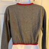 GK GRAY CROP TOP LADIES SMALL LgSLV COTTON/SPANDEX RED VELV TRIM ICE SKATE Sz AS - Image 3