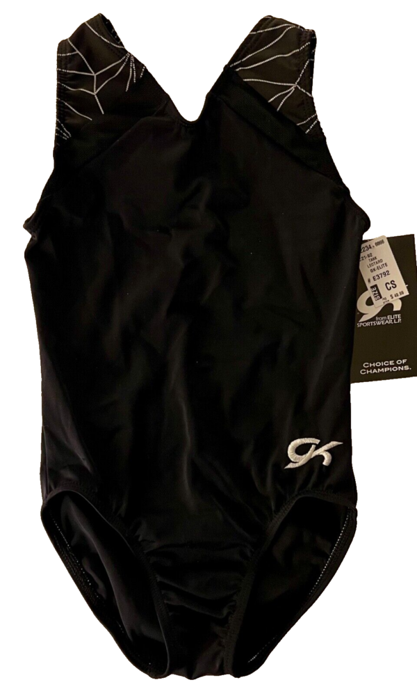 GK BLACK GIRLS SMALL TECHMESH REFLECTIVE FABRIC JA GYMNASTICS TANK LEOTARD SZ S - Image 8