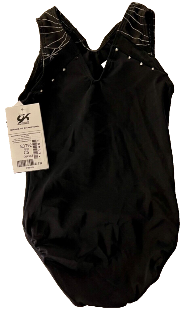 GK BLACK GIRLS SMALL TECHMESH REFLECTIVE FABRIC JA GYMNASTICS TANK LEOTARD SZ S - Image 9