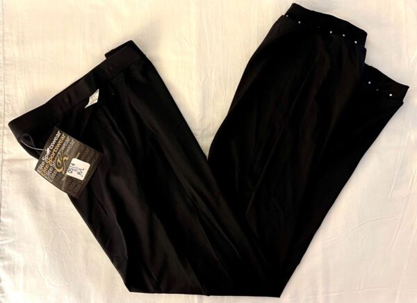 GK ELITE DANCE JAZZ LADIES LARGE BLACK NYLON JEWELED CUFFED JAZZ PANTS Sz AL - Image 2