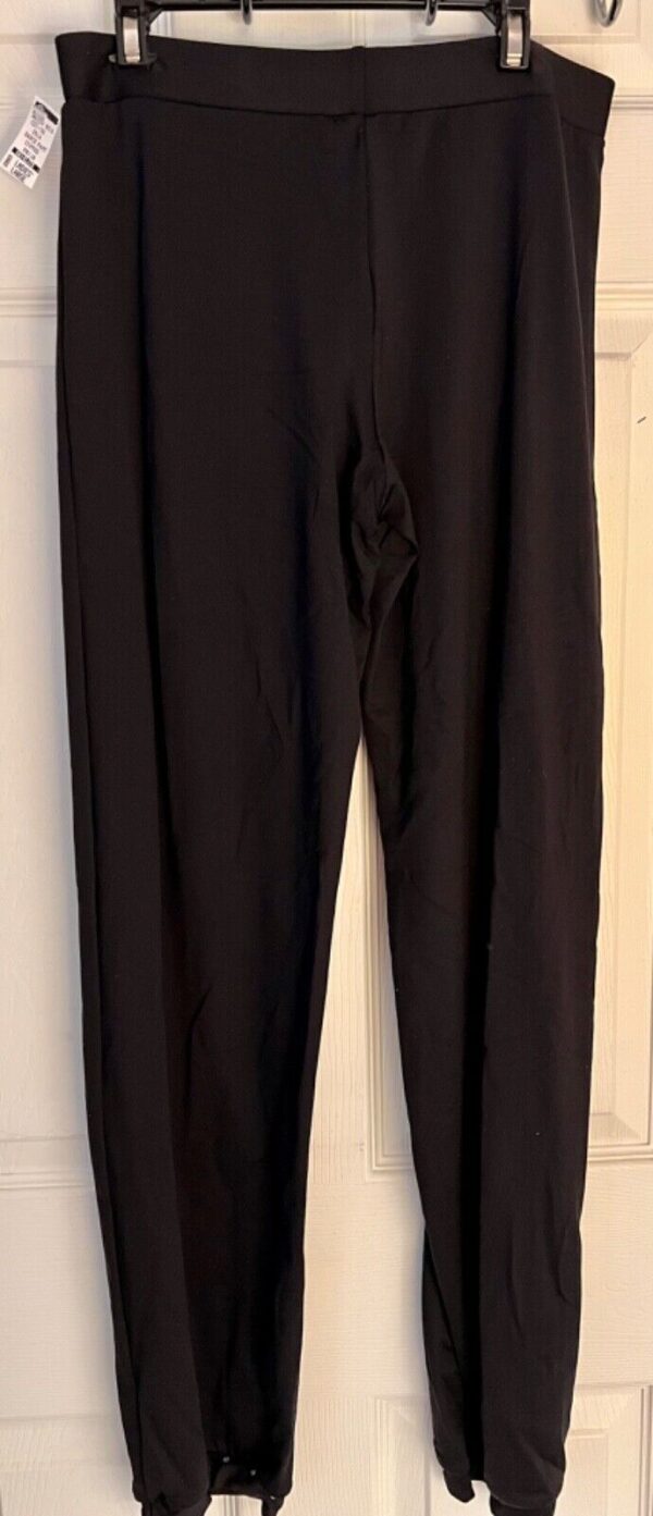 GK ELITE DANCE JAZZ LADIES LARGE BLACK NYLON JEWELED CUFFED JAZZ PANTS Sz AL - Image 3