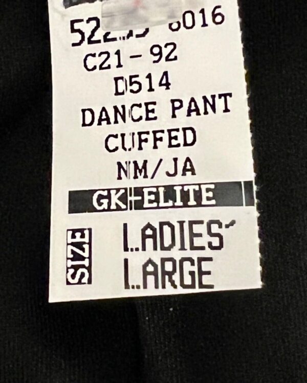 GK ELITE DANCE JAZZ LADIES LARGE BLACK NYLON JEWELED CUFFED JAZZ PANTS Sz AL - Image 4