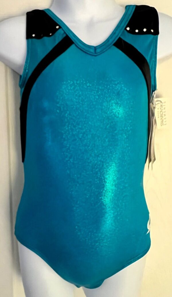 GK FROZEN HEART CHILD SMALL SEAGLASS FOIL SWAR JA TANK GYMNASTIC LEOTARD SZ S